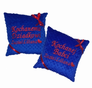 Komplet poduszek Kochanej Babci, Dziadkowi + serduszko + imię wnuka/wnuczki