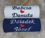 Komplet ręczników z serduszkiem 70/140cm na Dzień Babci i Dziadka 